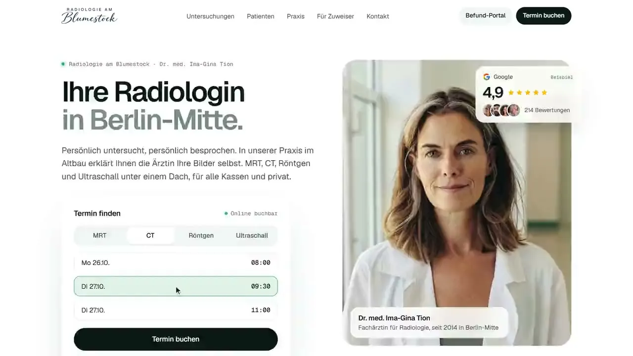 Radiologie am Blumestock: Website für eine Radiologie-Praxis